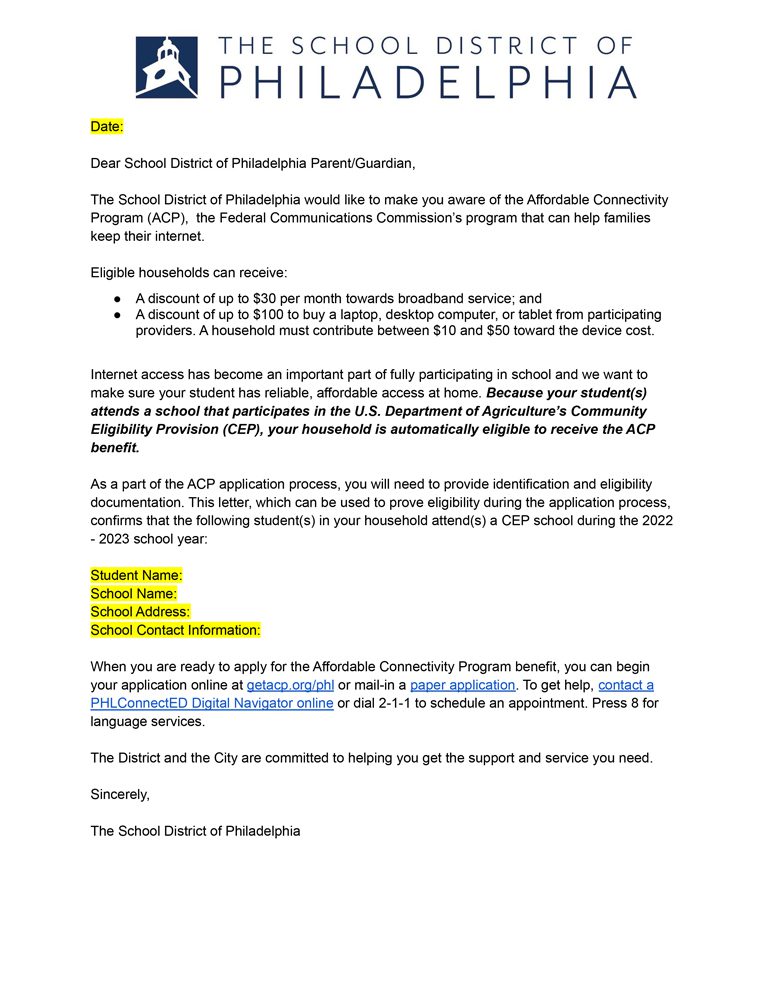 DISTRICT VERSION SDP EMAIL CEP ACP Eligibility Letter 3