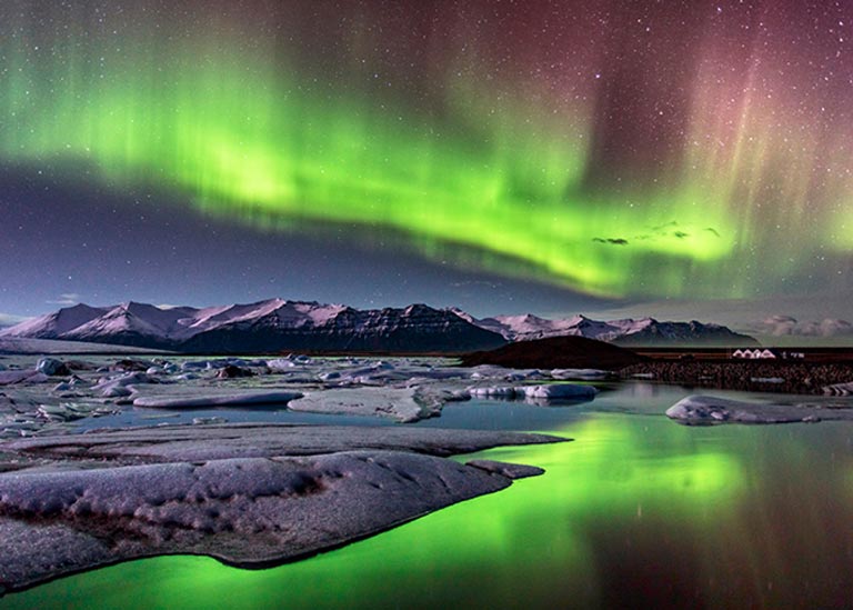science techbook view of bright green aurora borealis