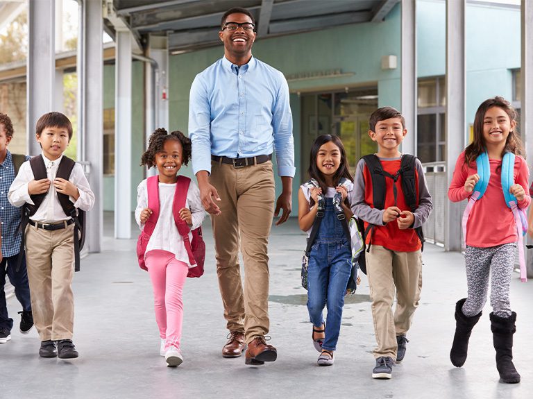teacher and students walking jpg